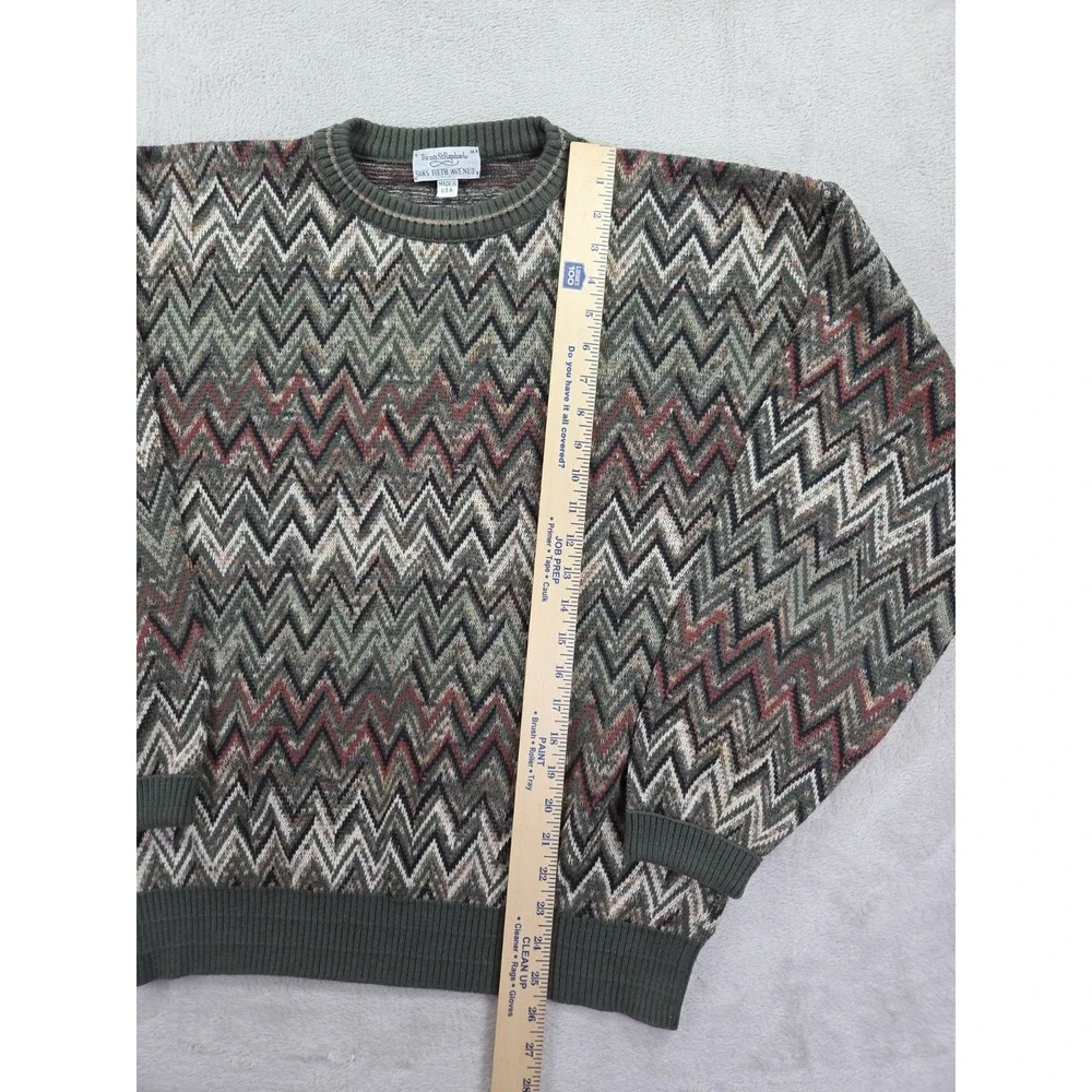 Vintage  Saks Fifth Avenue Sweater‎ 90s Mens Medium Chevron Geometric Tricots